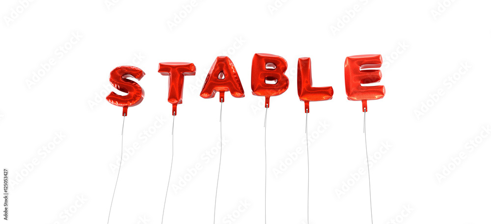 Fototapete stable - word made from red foil balloons - 3d rendered. can be used for an online banner ad or a pr