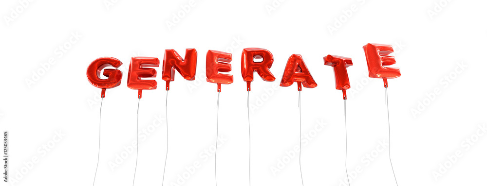 Fototapete generate - word made from red foil balloons - 3d rendered. can be used for an online banner ad or a 