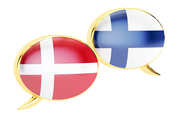 Obraz premium Speech bubbles, Danish-Finnish translation concept. 3D rendering