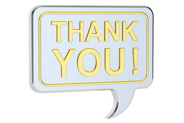 Thank you speech bubble concept, 3D rendering