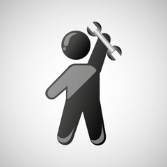 silhouette man and wrench icon design vector illustration eps 10