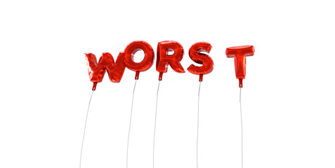 Obraz na płótnie Canvas WORST - word made from red foil balloons - 3D rendered. Can be used for an online banner ad or a print postcard.