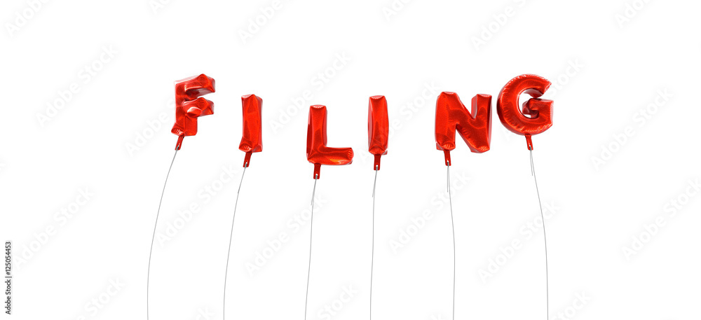 Fototapete filing - word made from red foil balloons - 3d rendered. can be used for an online banner ad or a pr