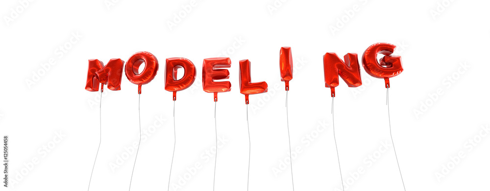 Fototapete modeling - word made from red foil balloons - 3d rendered. can be used for an online banner ad or a 