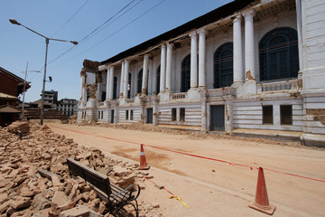 Damaged building after the earthquake in Kathmandu