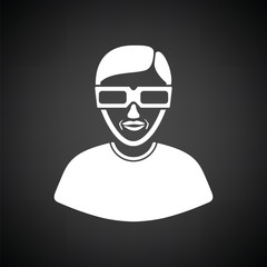 Man with 3d glasses icon
