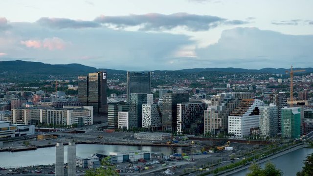Time Lapse of Barcode Buildings -  Oslo Norway Europe