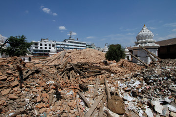 Damaged temple after the earthquake in Kathmandu