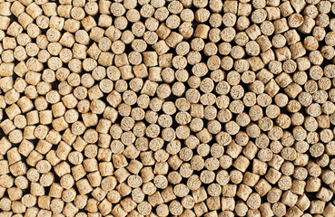 Pile of wheat bran close up, overhead view