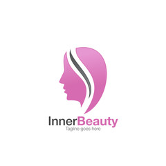 Obraz na płótnie Canvas inner beauty women face silhouette logo icon