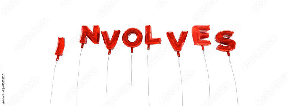 Fototapete involves - word made from red foil balloons - 3d rendered. can be used for an online banner ad or a 