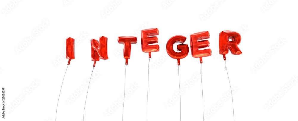 Fototapete integer - word made from red foil balloons - 3d rendered. can be used for an online banner ad or a p