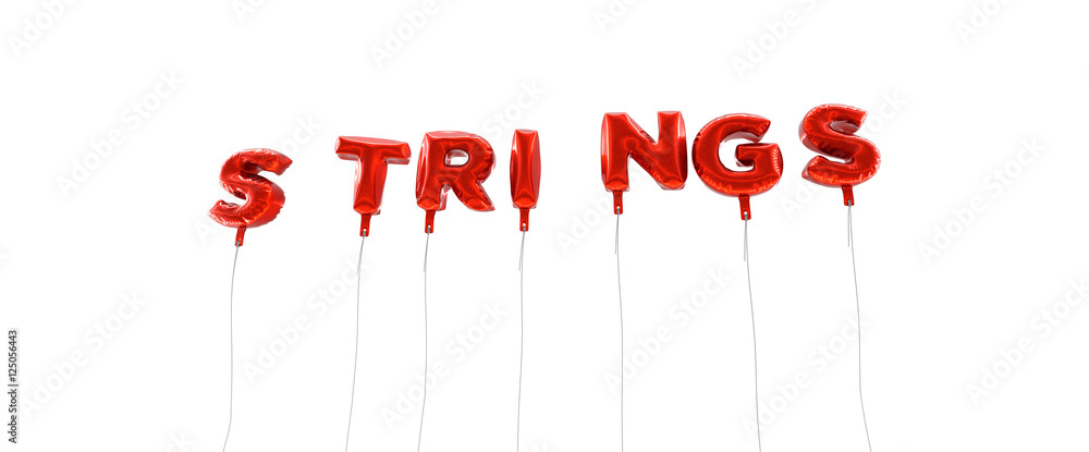 Fototapete strings - word made from red foil balloons - 3d rendered. can be used for an online banner ad or a p