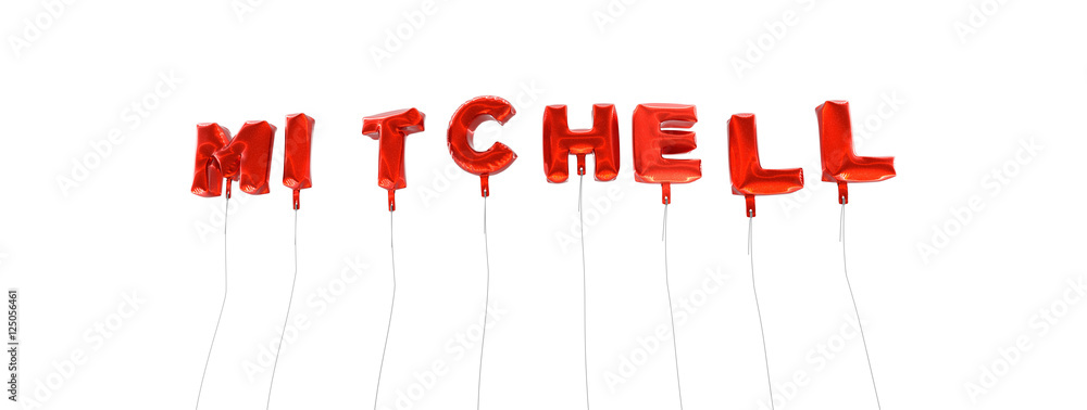 Fototapete mitchell - word made from red foil balloons - 3d rendered. can be used for an online banner ad or a 