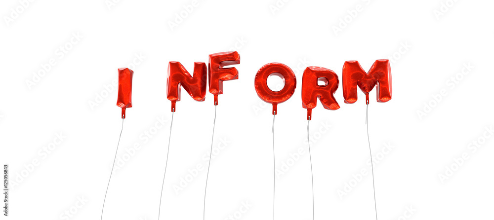 Fototapete inform - word made from red foil balloons - 3d rendered. can be used for an online banner ad or a pr