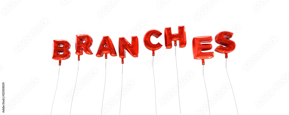Fototapete branches - word made from red foil balloons - 3d rendered. can be used for an online banner ad or a 
