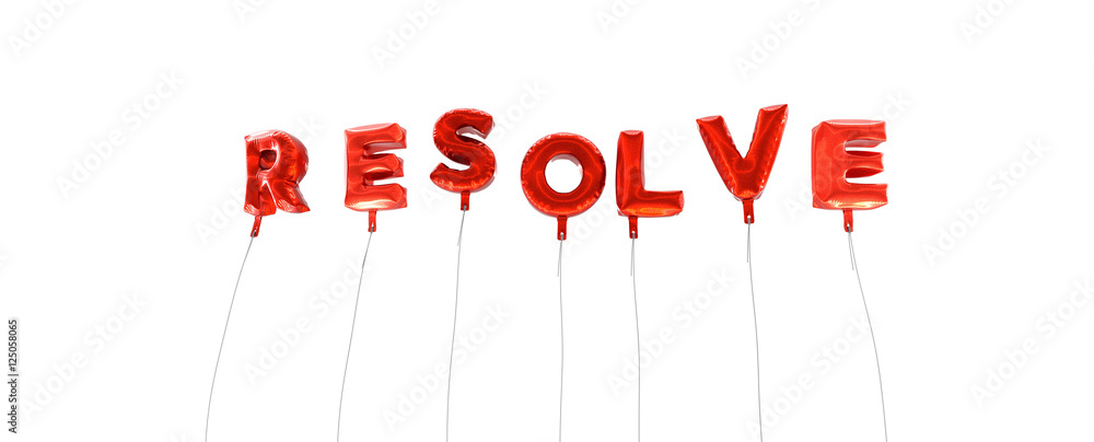 Fototapete resolve - word made from red foil balloons - 3d rendered. can be used for an online banner ad or a p