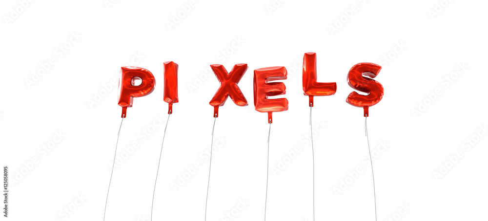 Fototapete pixels - word made from red foil balloons - 3d rendered. can be used for an online banner ad or a pr