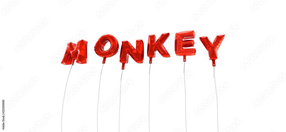 Fototapete monkey - word made from red foil balloons - 3d rendered. can be used for an online banner ad or a pr