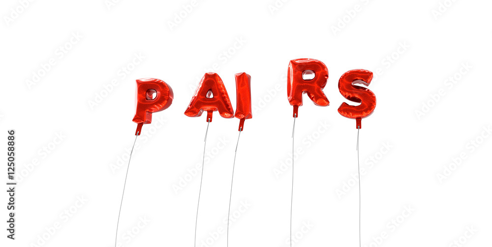 Fototapete pairs - word made from red foil balloons - 3d rendered. can be used for an online banner ad or a pri