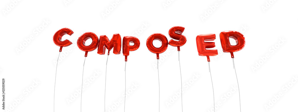 Fototapete composed - word made from red foil balloons - 3d rendered. can be used for an online banner ad or a 