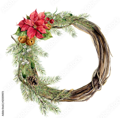 quot watercolor christmas wreath with floral decor new year quot watercolor christmas wreath with floral decor new year