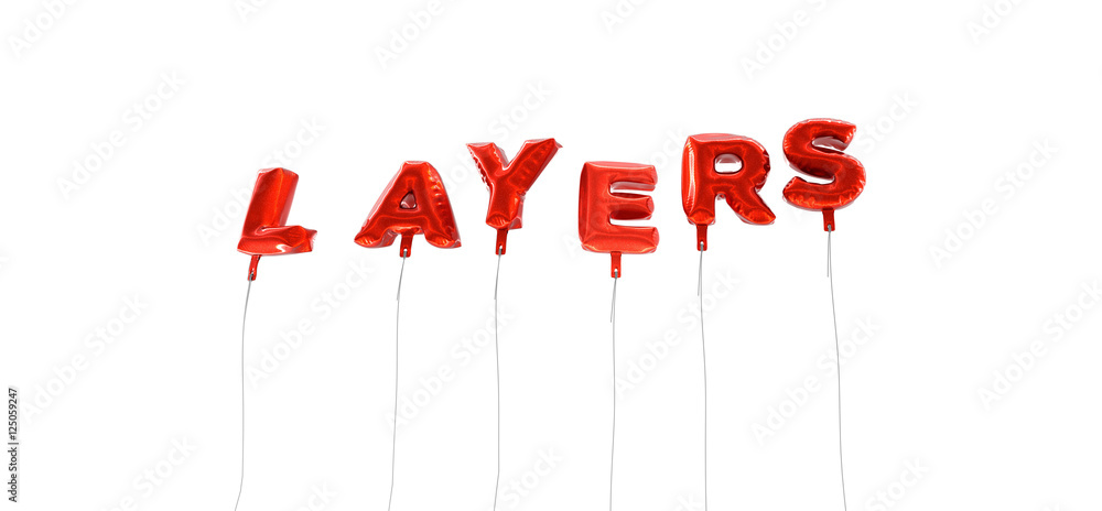 Fototapete layers - word made from red foil balloons - 3d rendered. can be used for an online banner ad or a pr
