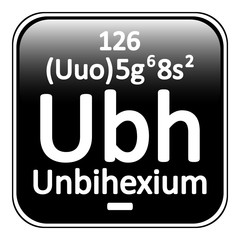 Periodic table element unbihexium icon.