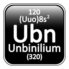 Periodic table element unbinilium icon.