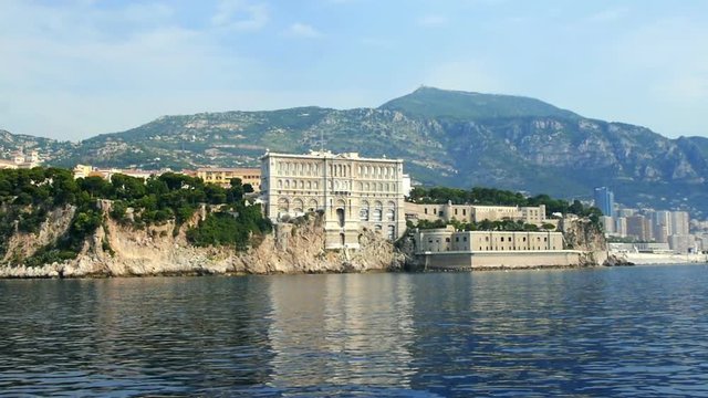 Monaco Museum of Oceanography, slow motion shot from boat ride.