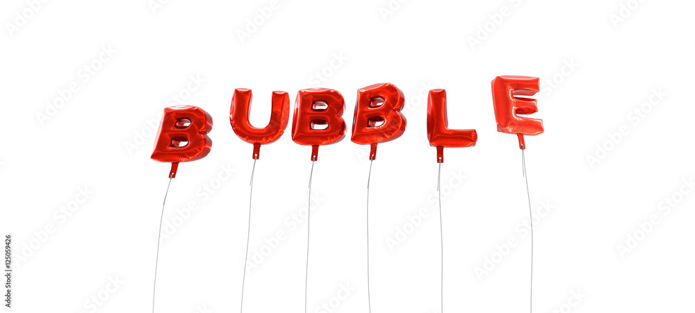 Fototapete bubble - word made from red foil balloons - 3d rendered. can be used for an online banner ad or a pr
