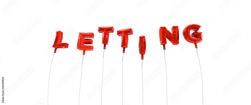 Fototapete letting - word made from red foil balloons - 3d rendered. can be used for an online banner ad or a p