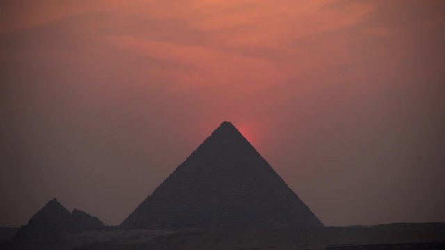 Time Lapse of Sunset at Great Pyramids at Giza - Egypt