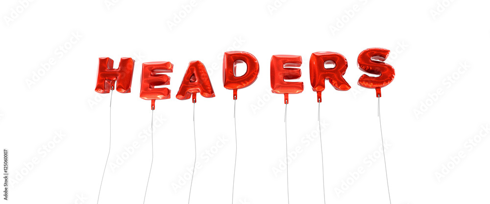 Fototapete headers - word made from red foil balloons - 3d rendered. can be used for an online banner ad or a p