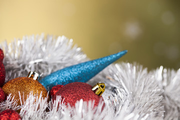 Christmas balls on shiny background