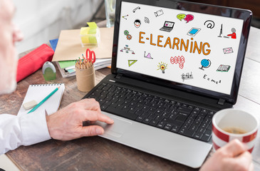 E-learning concept on a laptop screen