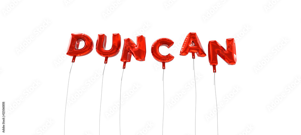 Fototapete duncan - word made from red foil balloons - 3d rendered. can be used for an online banner ad or a pr