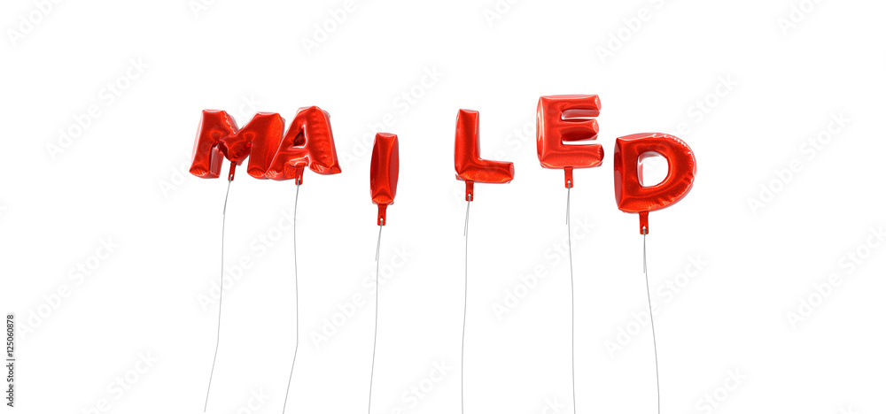 Fototapete mailed - word made from red foil balloons - 3d rendered. can be used for an online banner ad or a pr