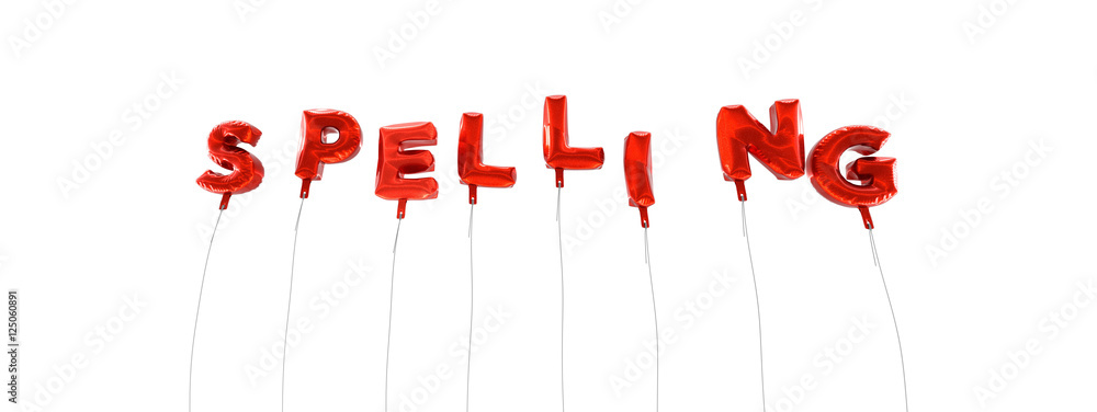 Fototapete spelling - word made from red foil balloons - 3d rendered. can be used for an online banner ad or a 