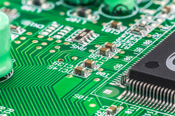 some resistors and capacitors around the processor