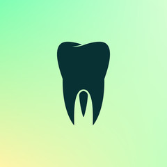 Flat paper cut style icon of tooth. Dentistry symbol