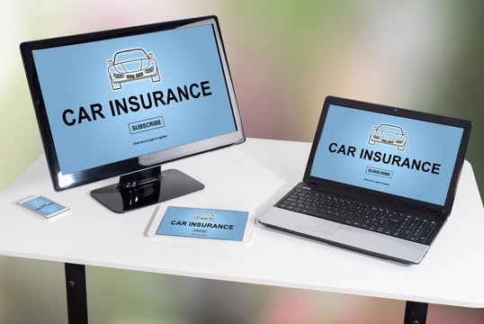 Car insurance concept on different devices