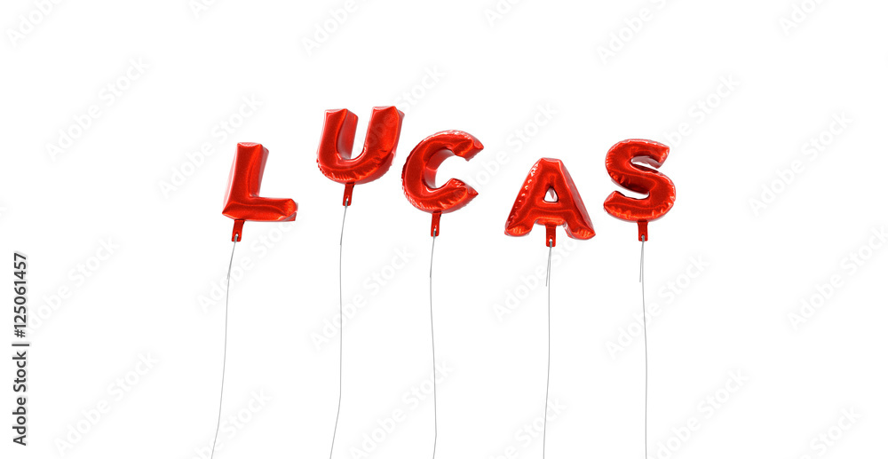 Fototapete lucas - word made from red foil balloons - 3d rendered. can be used for an online banner ad or a pri