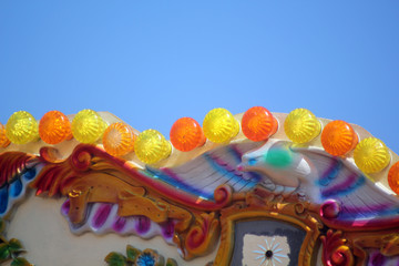 Abstract fairground carousel scene Brighton West Sussex England 