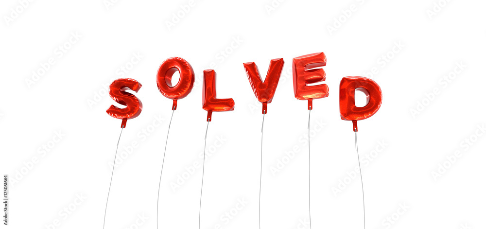 Fototapete solved - word made from red foil balloons - 3d rendered. can be used for an online banner ad or a pr