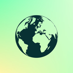 Flat paper cut style icon of globe