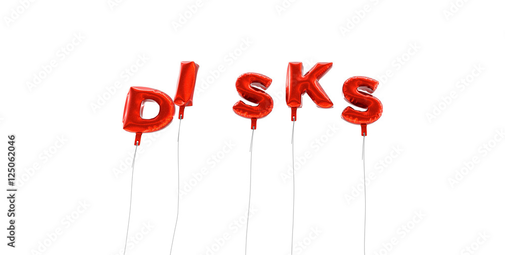 Fototapete disks - word made from red foil balloons - 3d rendered. can be used for an online banner ad or a pri