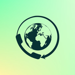 Worldwide customer support call-center. Flat icon