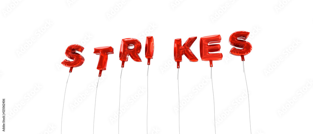 Fototapete strikes - word made from red foil balloons - 3d rendered. can be used for an online banner ad or a p