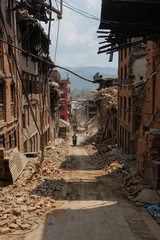 Street in Bhaktapur after the devastating earthquake